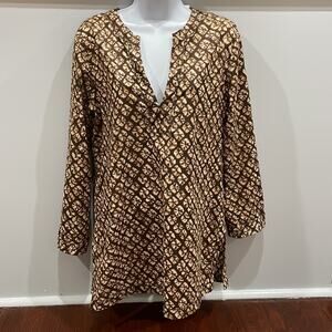 MICHAEL Michael Kors Longline Tunic Brown Printer Longsleeves